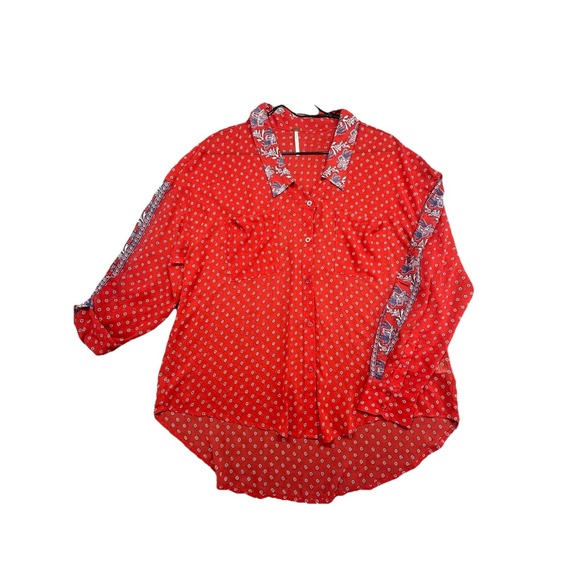 Free People Tops - Womens‎ Shirt Free People Red Easy Rider Bandana Paisley Print Size Medium